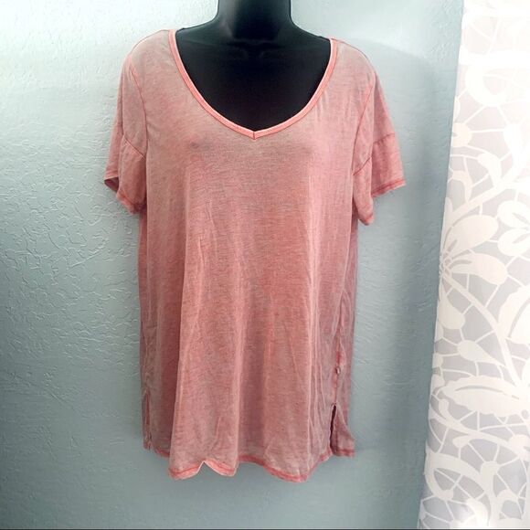 Marika Pink Washed V-Neck T-shirt Size Large - Picture 2 of 9